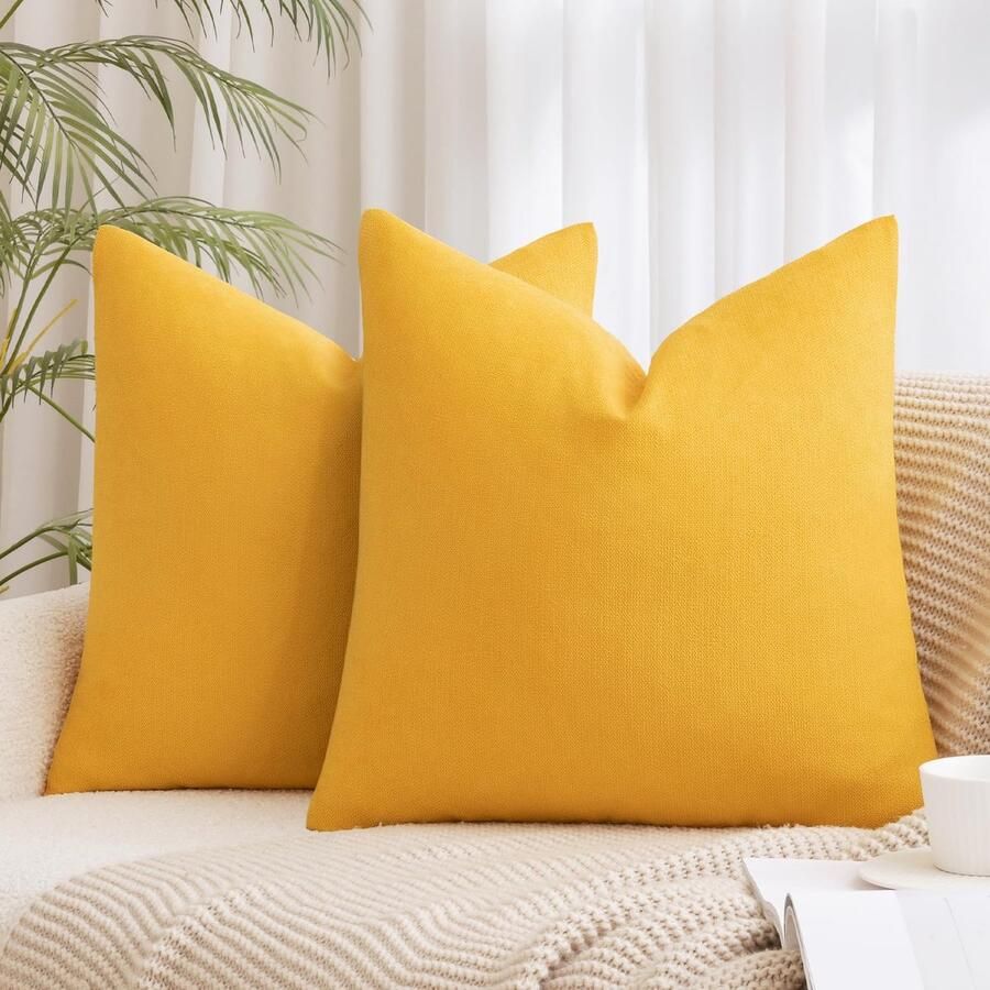 Ibenzoa Decoratieve gele kussenhoezen van chenille voor bank en woonkamer
