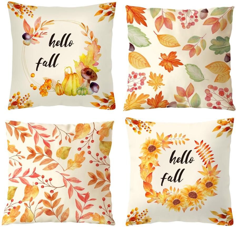 Ibenzoa Decoratieve Herfst Kussenslopen Set van 4 voor Woonkamer en Bank 45 x 45 cm