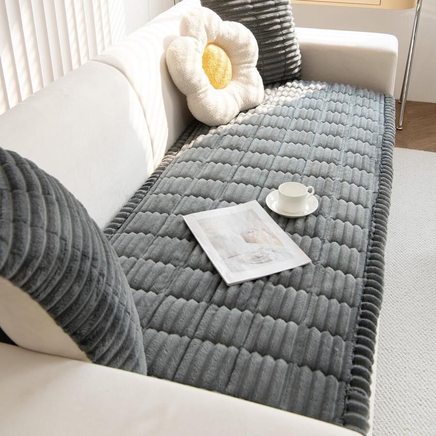 Ibenzoa Dikke wasbare bankovertrek met antislip voor huisdieren in donkergrijs 70 x 150 cm