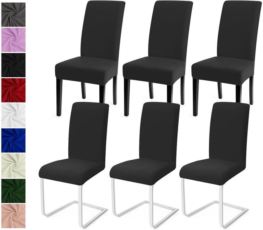 Ibenzoa Donkergrijze stretch stoelhoezen set van 6 voor eetkamer en evenementen