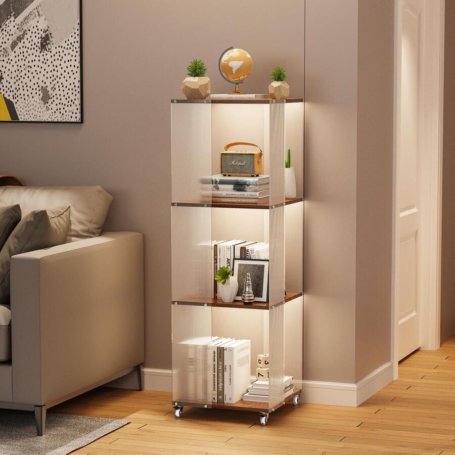 Ibenzoa Draaibaar boekenkast met acrylpanelen en vier niveaus voor elk interieur