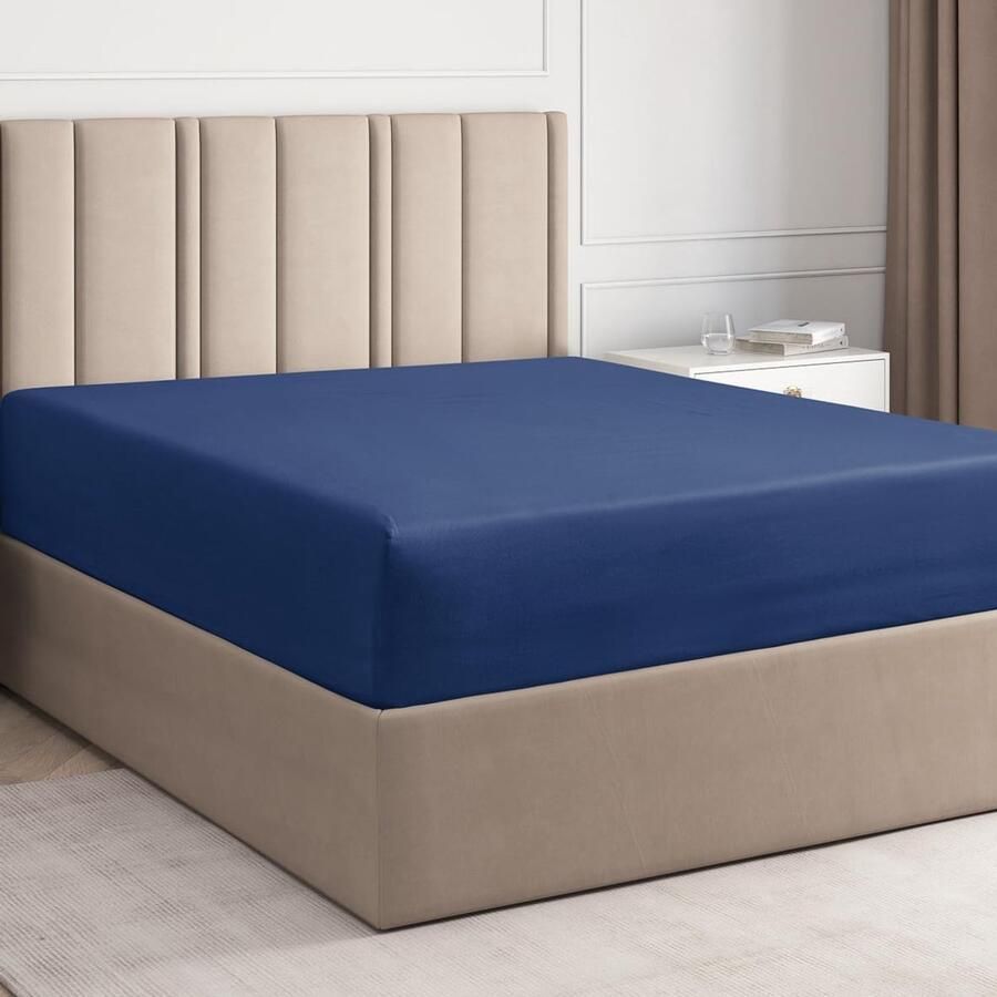 Luxe Navy Blauw Hoeslaken 140 x 200 cm voor Matras tot 30 cm Hoogte
