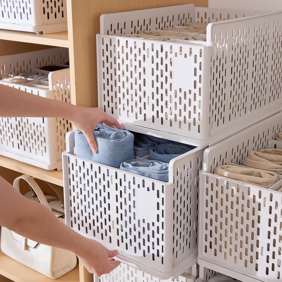 Ibenzoa Drie Stuks Multifunctionele Kledingkast Organizers Plastic Opvouwbaar Met Hangertjes