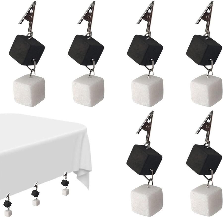 Ibenzoa Driehoekige Tafelkleedgewichten Zwart-Wit Set voor Buiten Tafeldecoratie