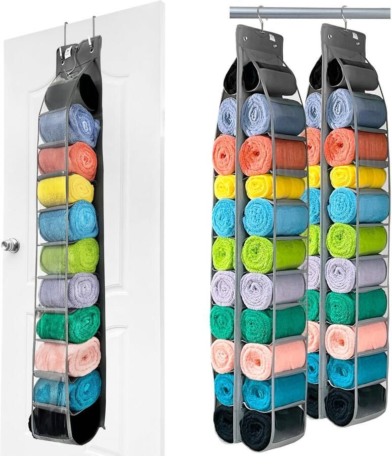 Ibenzoa Dubbele Hangende Organizer met 24 Grote Vakken voor Kledingstukken in Kasten