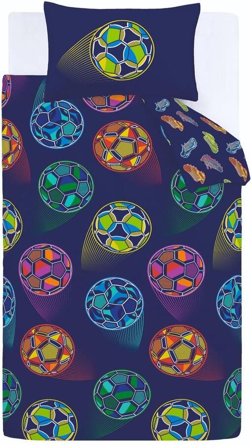 Ibenzoa Dubbelzijdige marineblauwe dekbedovertrekset met voetbalthema voor tweepersoonsbed