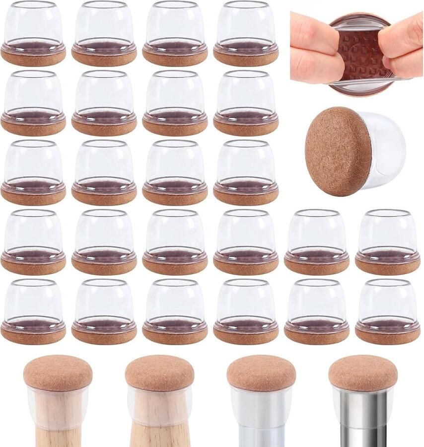 Ibenzoa Durable Silicone Stoelpootbeschermers met Vilt voor Geluidsdemping en Bescherming tegen Beschadigingen