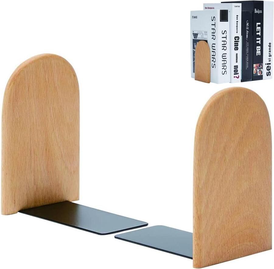 Ibenzoa Duurzame Houten Boekensteunen met Antislip Onderstel Perfect voor Elke Boekenkast