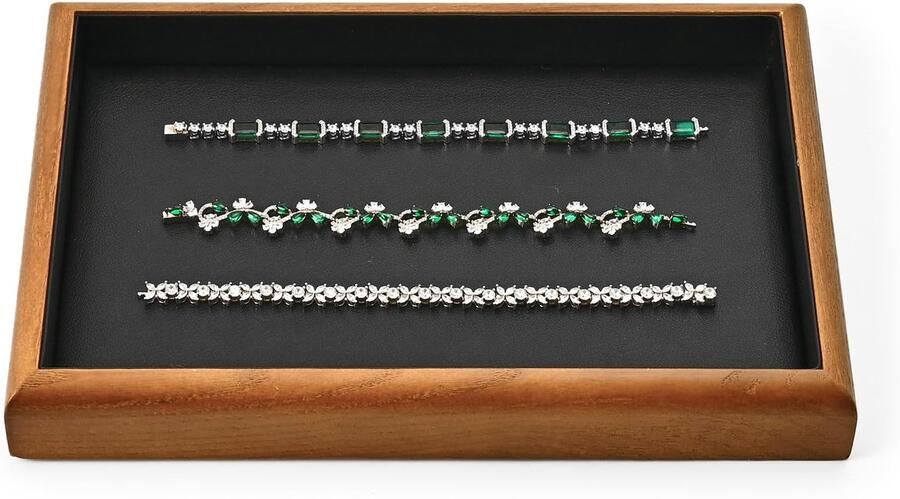 Ibenzoa Duurzame Houten Sieradenopslag met Microvezel Voering Stapelbare Organizer voor Lades en Kasten