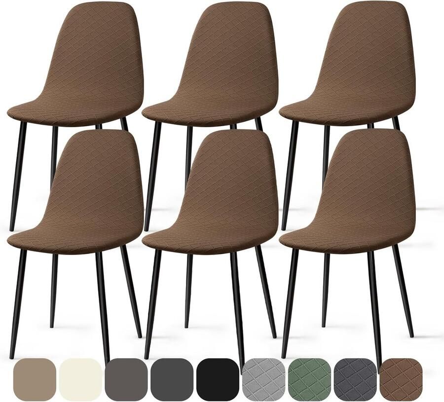 Ibenzoa Duurzame Zitvlakbescherming Set van Zes voor Eetkamerstoelen Stof en Leer Compatibel