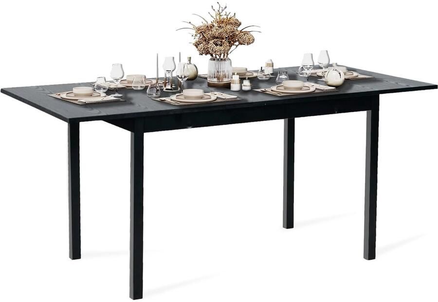 Ibenzoa Eettafel met Uittrekbaar Ontwerp en Industrieel Metalen Frame voor 4-6 Personen