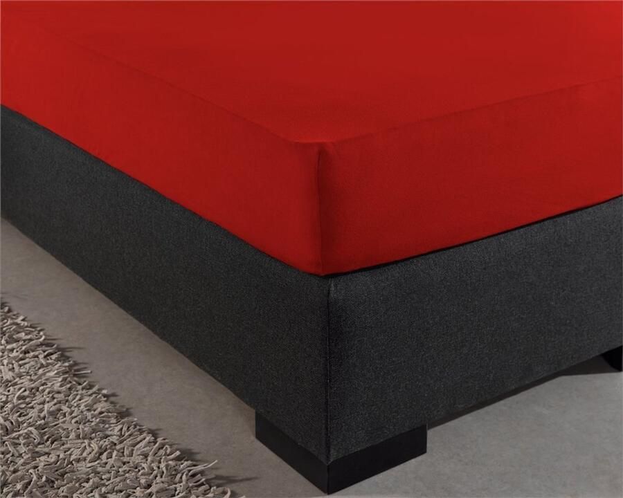 Ibenzoa Elastisch Jersey Hoeslaken voor Waterbedden en Boxspringbedden 100% Katoen Rood Donkerrood 100x200 cm
