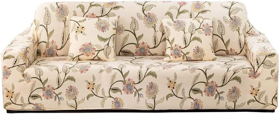 Ibenzoa Elastische Bankhoes voor Hoekbanken met Jacquard Design en Bloemenpatroon Geschikt voor 3-zitsbanken