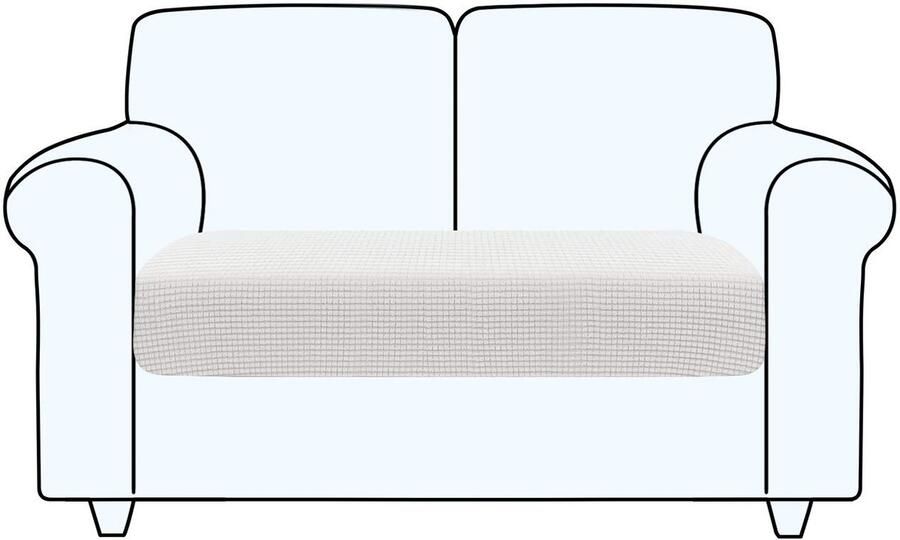 Ibenzoa Elastische en Beschermende Bankovertrek voor Zitkussens Wit 2-Zitsbank