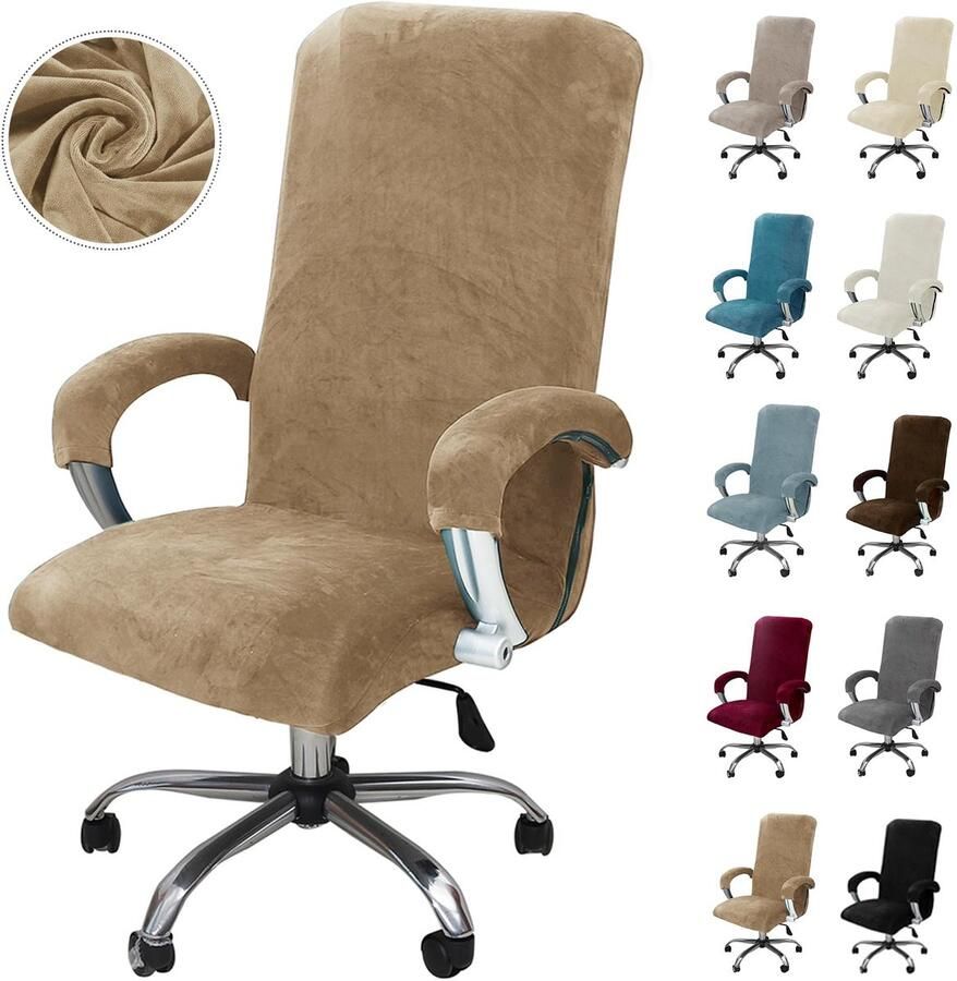 Ibenzoa Elastische fluwelen stoelhoes voor bureaustoelen met afneembare armleuninghoezen