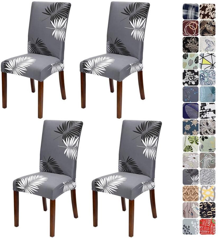 Ibenzoa Elastische Stoelhoezen Set met Feestelijke Decoraties voor Gelegenheden Set van 4