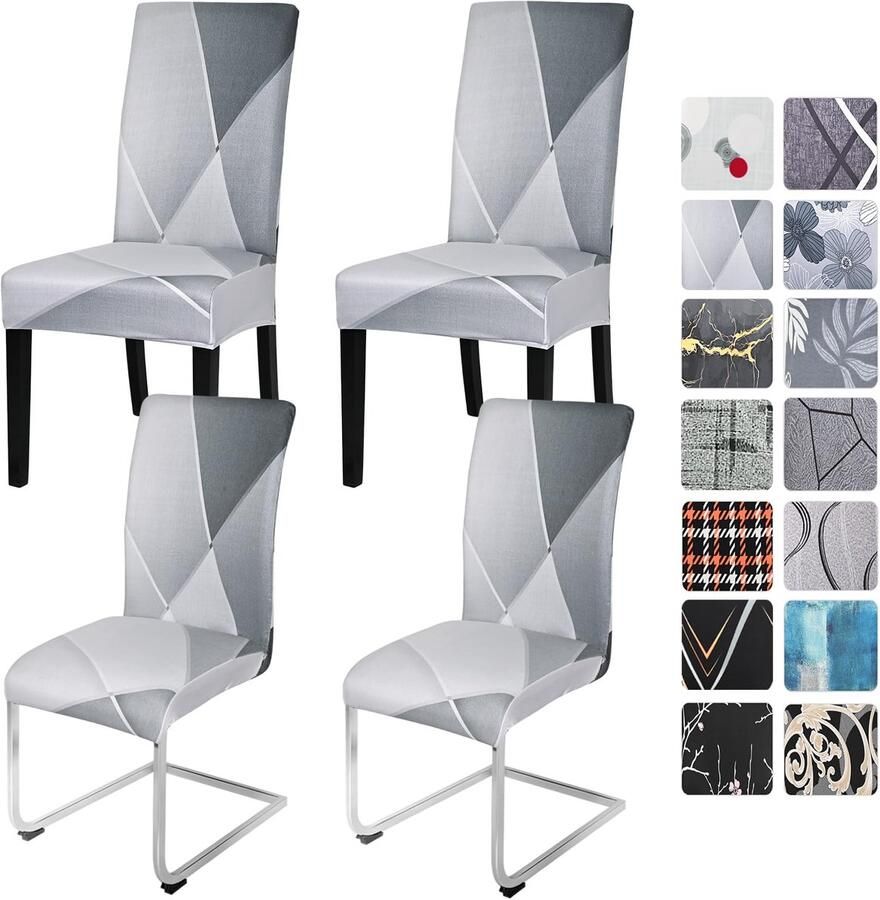 Ibenzoa Elastische Stoelhoezen Set van 4 voor Eetkamer Keuken en Hotel in Grijs