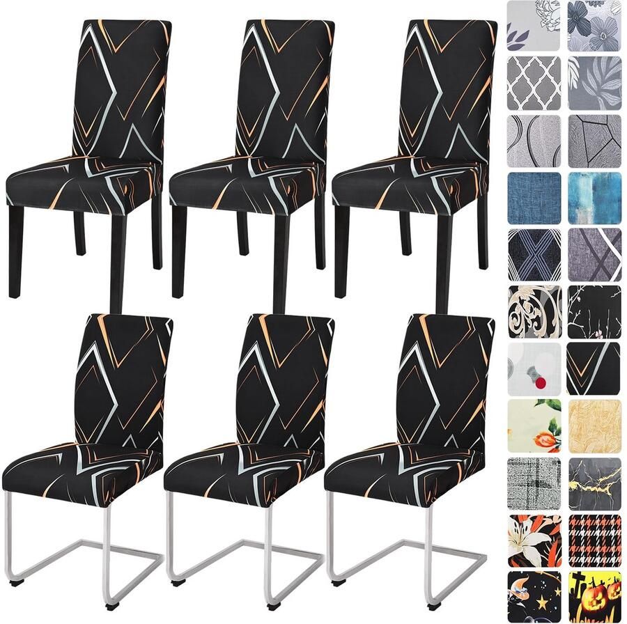 Ibenzoa Elastische Stoelhoezen Set van 6 voor Eetkamer Schommelstoel Wasbaar en Beschermend
