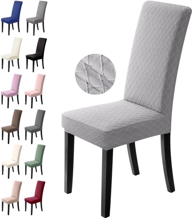 Ibenzoa Elastische Stoelhoezen Set van 6 Voor Eetkamerstoelen en Feestelijke Gelegenheden in Lichtgrijs