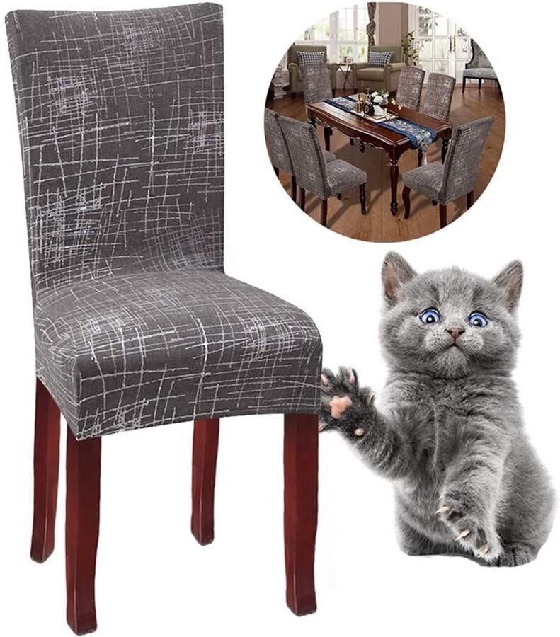 Ibenzoa Elastische stoelhoezen set voor eetkamerstoelen in kleuren 6 stuks