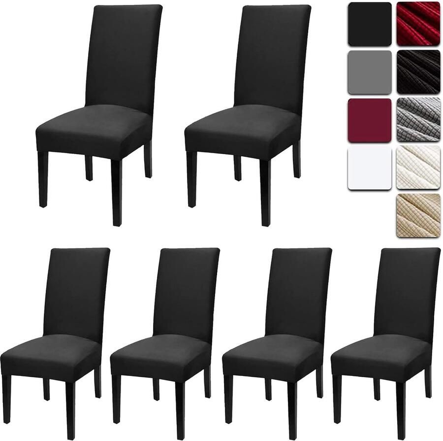 Ibenzoa Elastische Stoelhoezen voor Feesten en Decoratie 6 stuks Universele Pasvorm Zwart