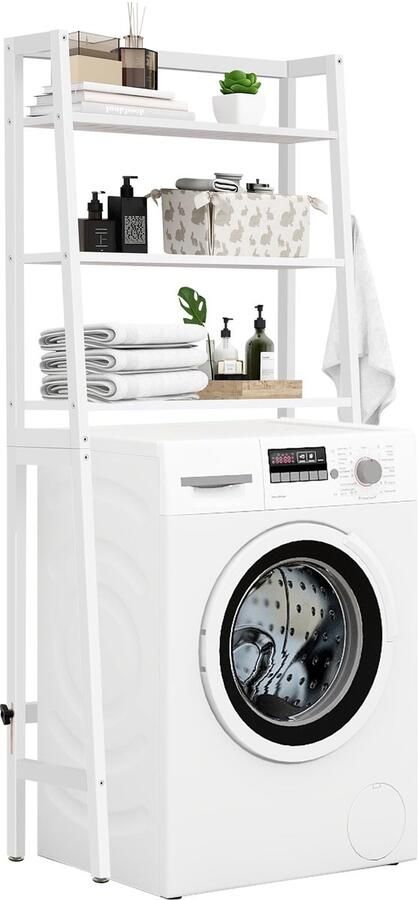 Ibenzoa Elegant 3-Laags Badkamerrek voor Boven Toilet met Houten Ontwerp en Ruimtebesparende Functie