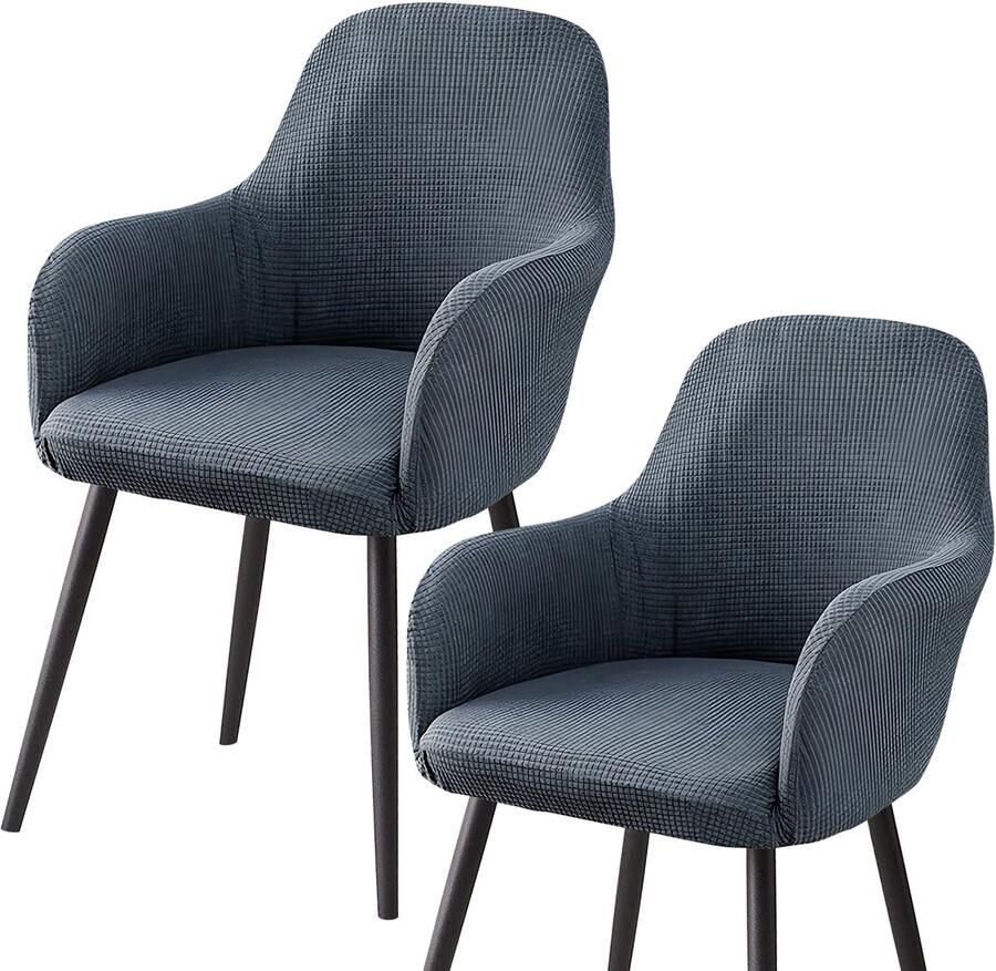 Ibenzoa Elegant en Comfortabele Fluwelen Stoelhoezen voor Eetkamerstoelen met Armleuning Set van 2 Donkergrijs
