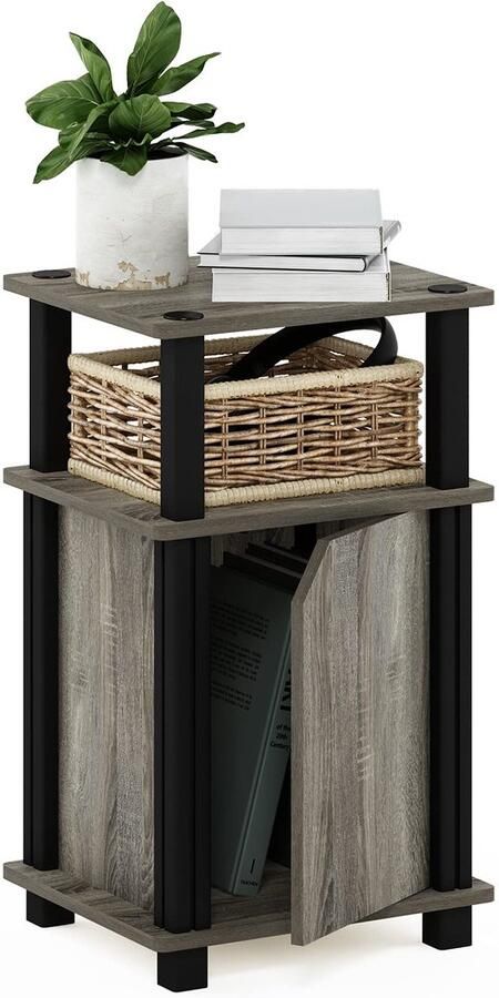 Ibenzoa Elegant en functioneel drielaags bijzettafeltje met deur in houtlook