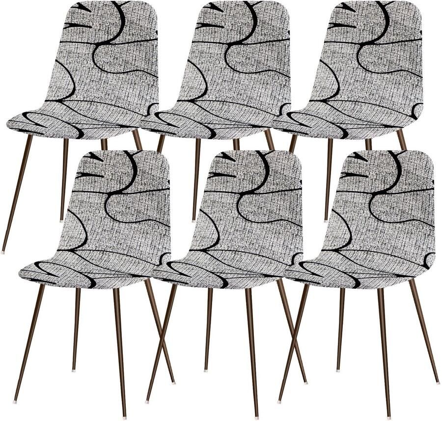 Ibenzoa Elegant en Universeel Stretch Stoeelhoezen Set van 6 voor Eetkamerstoelen in Grijze Bloemprint