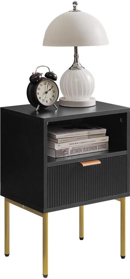 Ibenzoa Elegant nachtkastje met opbergschuiflade en gouden accenten voor elke ruimte