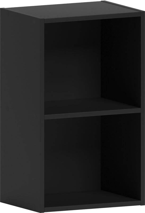 Ibenzoa Elegant Zwart Twee-Lagen Kubus Plankensysteem voor Moderne Interieurinrichting