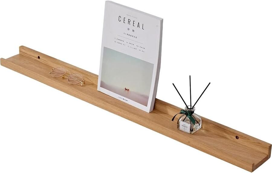 Ibenzoa Elegante Eikenhouten Zwevende Wandplank voor Veelzijdige Opbergoplossingen in Huis
