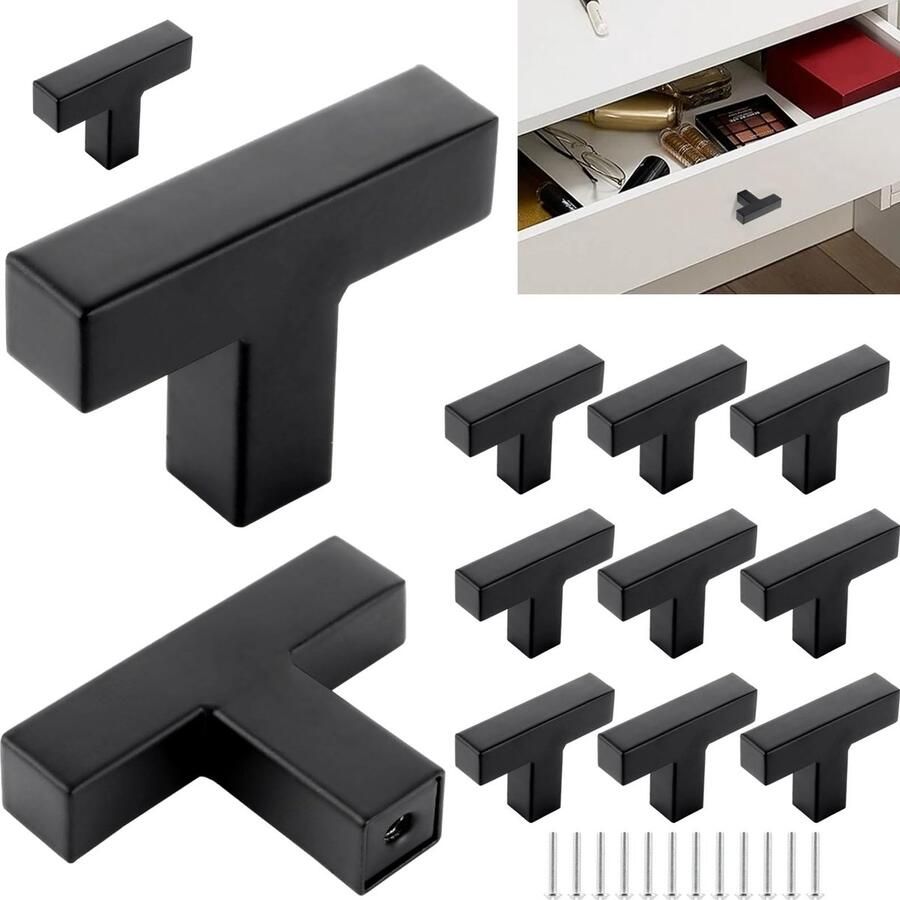 Ibenzoa Elegante en Stijlvolle Roestvrijstalen Meubelknoppen in T-vorm voor Meubels Set van 12 Stuks