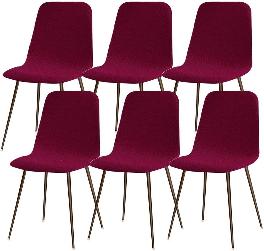 Ibenzoa Elegante en Stretchbare Stoelhoezen voor Eetkamerstoelen Set van 6 Diagonaal Design Rood