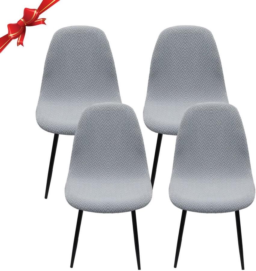 Ibenzoa Elegante en Universele Stoelhoezen Set van 4 voor Eetkamerstoelen Lichtgrijs