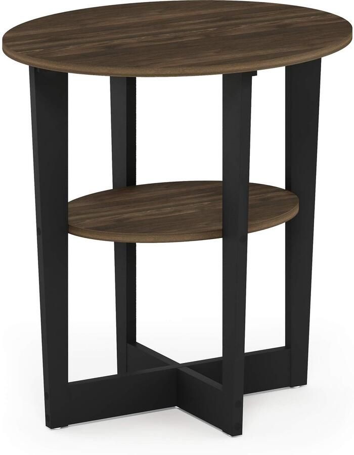 Ibenzoa Elegante ovale bijzettafel met open plank in walnootzwart design