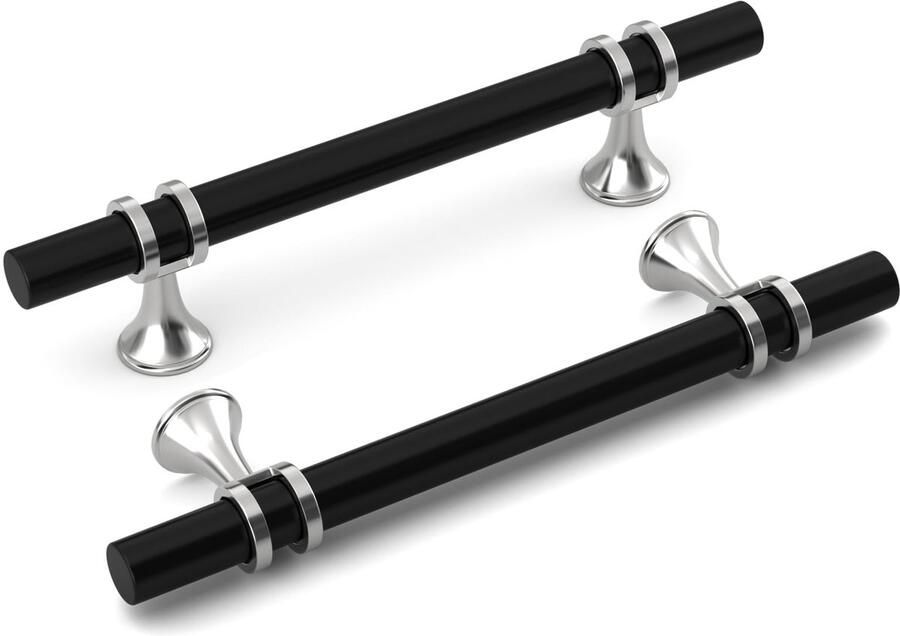 Ibenzoa Elegante Set van 4 Moderne Meubelgrepen voor Interieurs Zwart en Zilver 128 mm