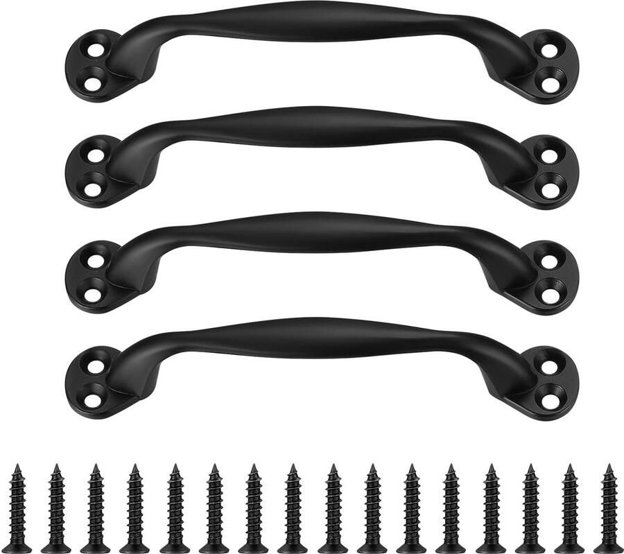 Ibenzoa Elegante Set van 4 Zwarte Handgrepen voor Keukenkasten en Meubels 129 mm