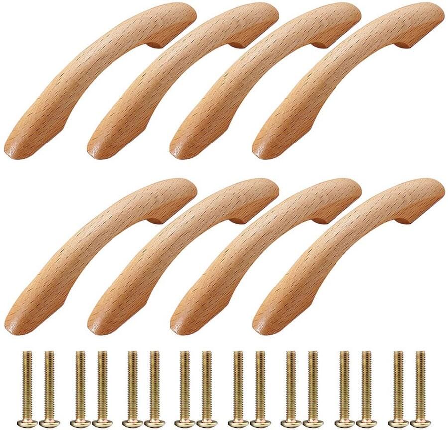 Ibenzoa Elegante Set van 8 Stijlvolle Houten Meubelgrepen met Schroeven voor Toepassingen