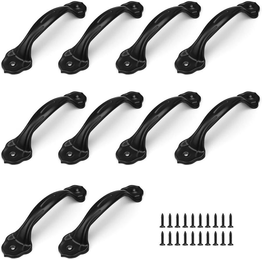 Ibenzoa Elegante Zwarte Deurgrepen Set van 10 voor Meubels met Vintage Bloemdesign en Gemakkelijke Installatie