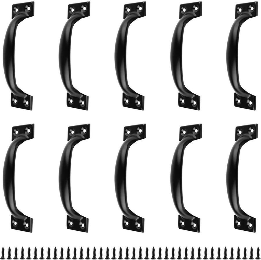 Ibenzoa Elegante Zwarte Meubelgrepen Set van 10 met Schroeven voor Kasten en Laden