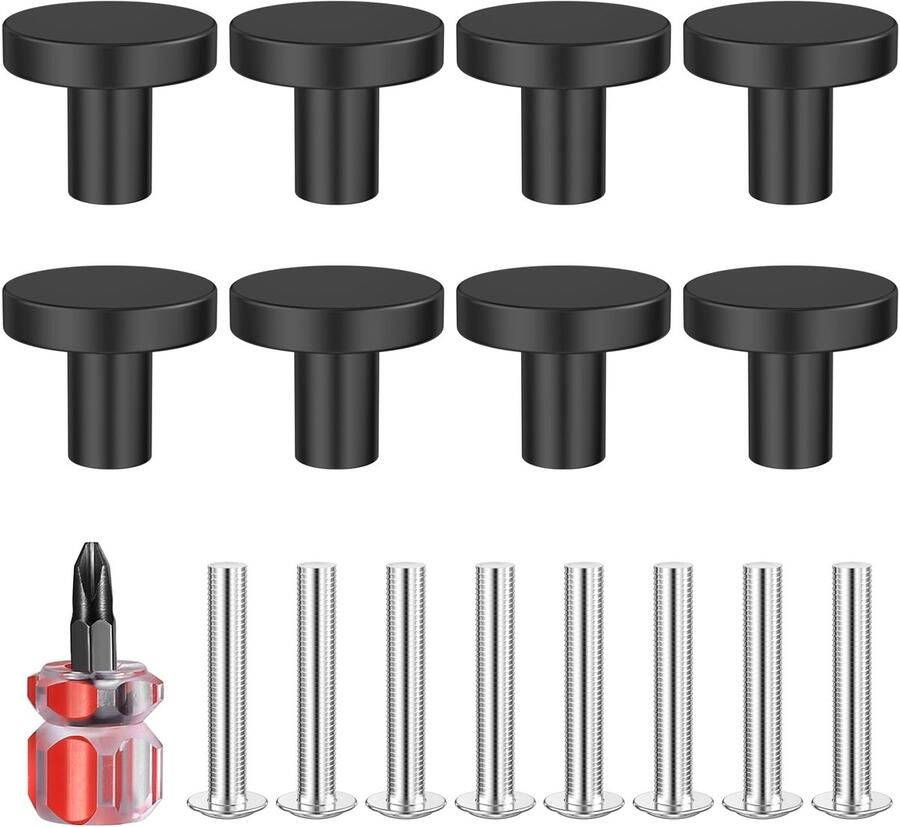 Ibenzoa Elegante Zwarte Meubelknoppen Set van 8 met Schroeven en Schroevendraaier voor Meubels