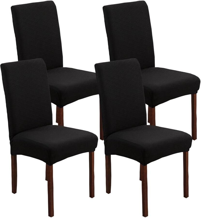 Ibenzoa Elegante Zwarte Stoelhoezen Set van 4 voor Gelegenheden