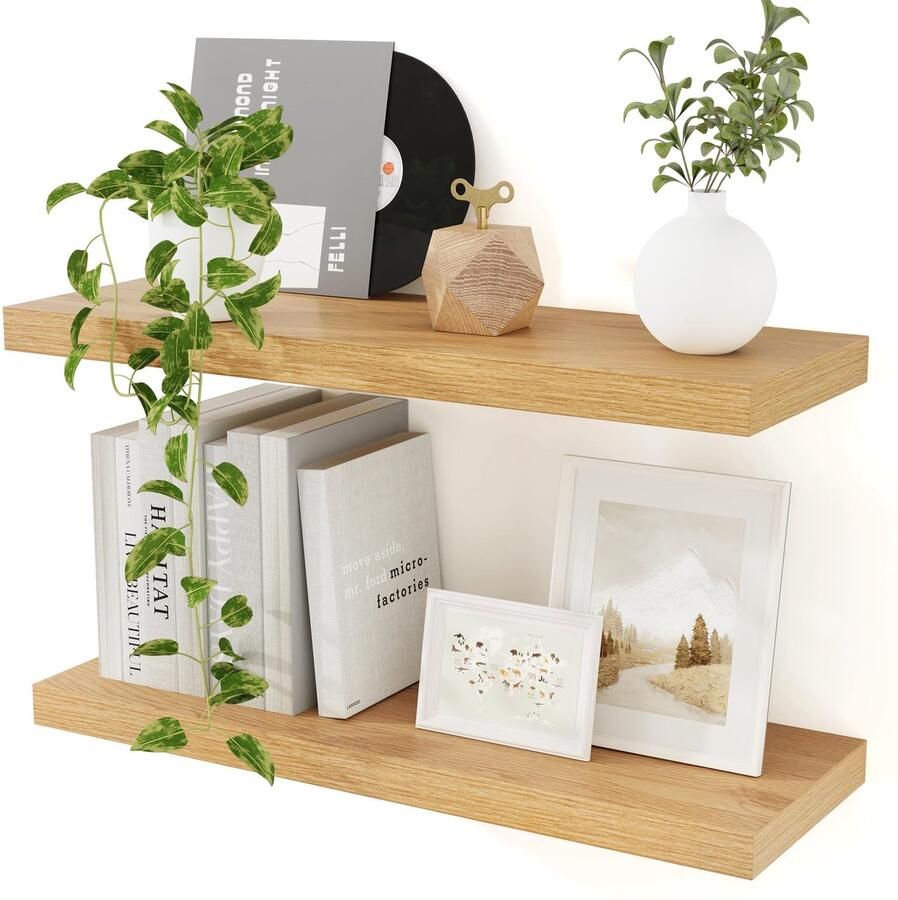 Ibenzoa Elegante Zwevende Wandplanken Set van 2 voor Interieurstijlen