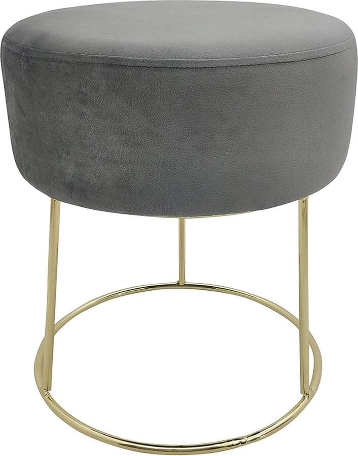 Ibenzoa Elegantie en Comfort: Gestreepte Fluweel Kruk met Verchroomde Metalen Poten – Perfect voor Slaapkamer of Woonkamer