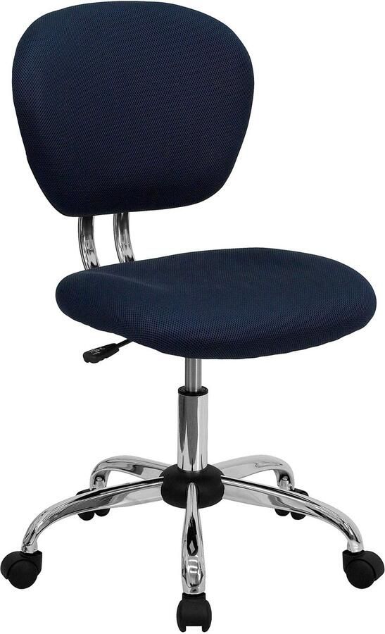 Ibenzoa Ergonomische draaibare werkstoel met netstof en chromen basis in marineblauw