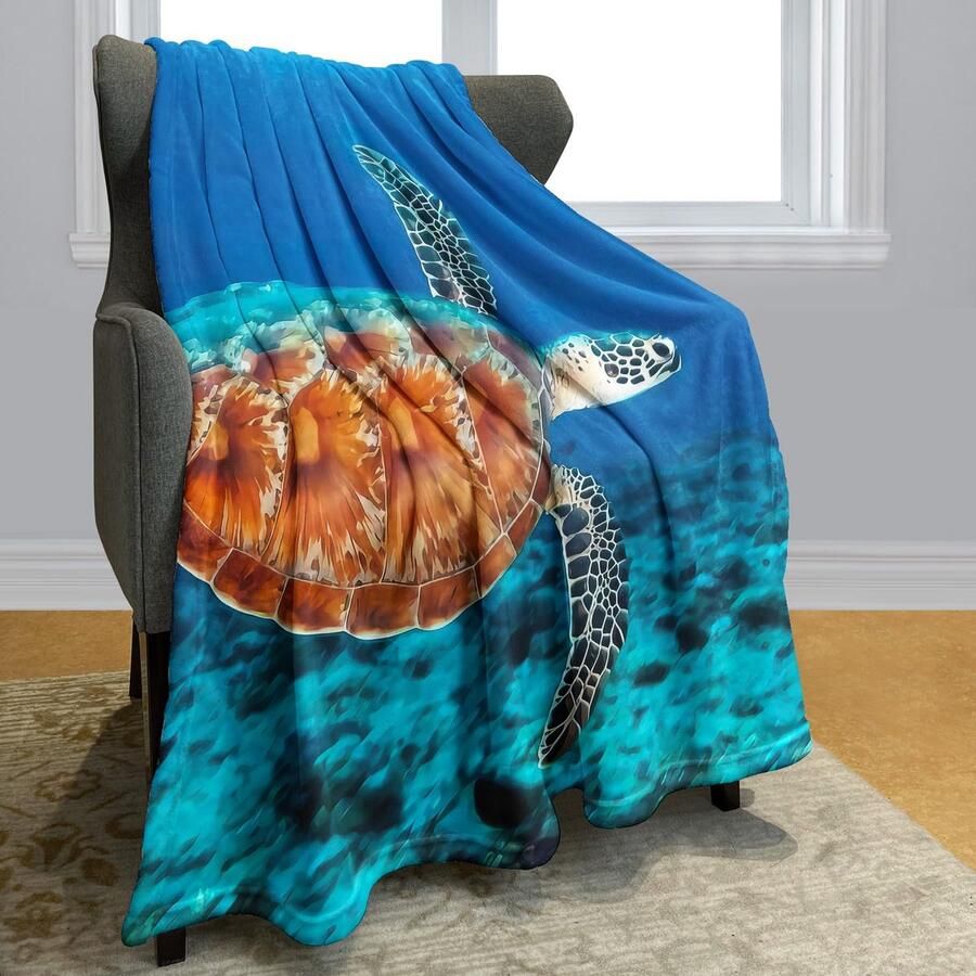 Ibenzoa Extra Zachte Fleecedeken met Schildpad Print voor Bed of Bank 150 x 200 cm