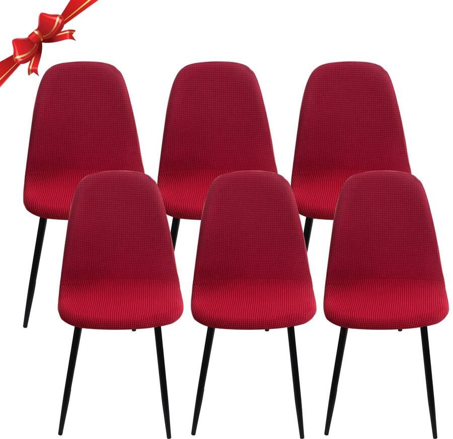 Ibenzoa Flessibele en Stijlvolle Hoezen voor Eetkamerstoelen Set van 6 Geschikt voor Ronde Stoelen