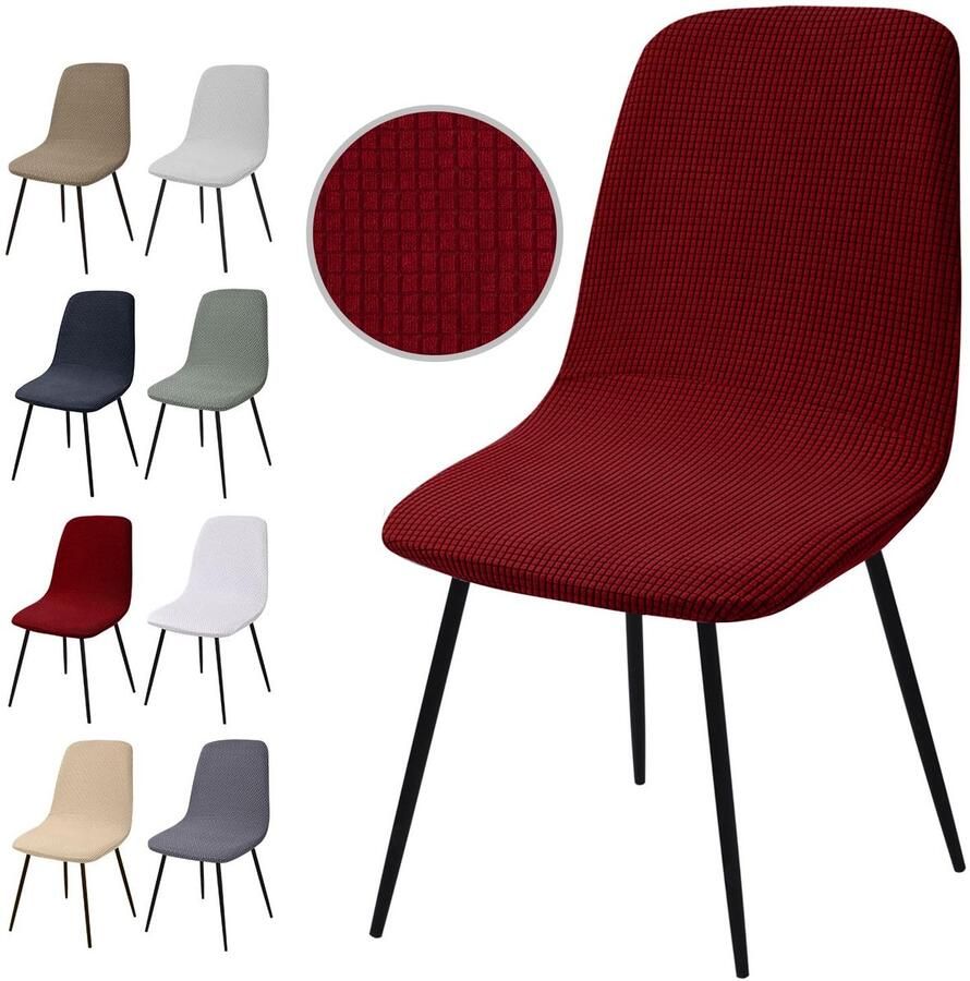 Ibenzoa Flexibele Universele Stoelhoezen Set van 2 voor Gelegenheden in Stijlvolle Wijnrode Kleur