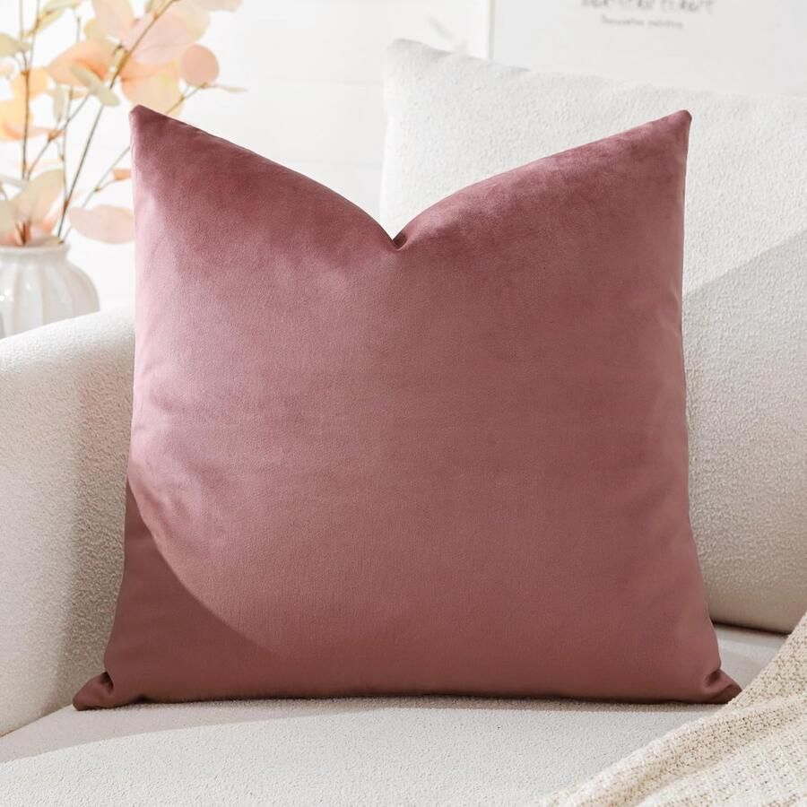 Ibenzoa Decoratieve fluwelen kussensloop voor bank en slaapkamer in marmeladetint 40 x 40 cm